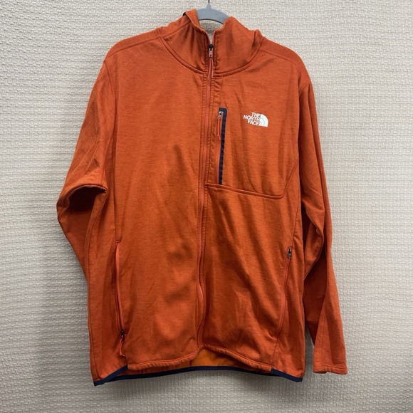 The North Face Men's TNF Full-Zip Hoodie Sweatshirt Men's XL Orange Fleece - Picture 3 of 10